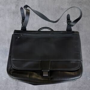Hartmann Black Leather Messenger Bag Briefcase Laptop Travel Satchel Shoulder